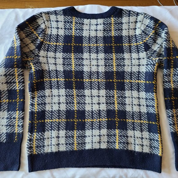 Court & Rowe Navy Plaid Soft Cozy Crewneck Long Sleeve Pullover Sweater - Picture 7 of 7